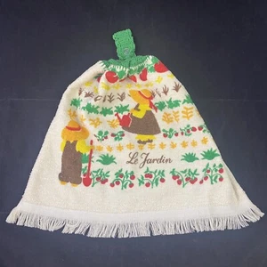 Vintage Küchentuch Häkelplatte mit Knopf Le Jardin Kanone - Bild 1 von 5