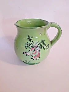 Bitossi Ceramic Reindeer Creamer Pitcher Pottery Italy Green Rare Vintage - Picture 1 of 6