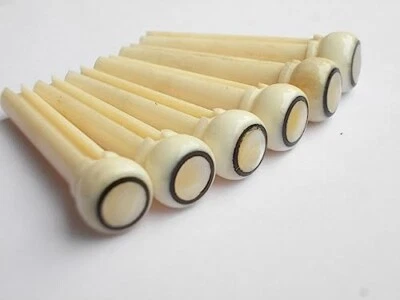 6 Pcs (1 Set) Real Bone Acoustic Guitar Bridge Pins High Quality - Image 1 of 4