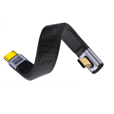 Low Profile Angled Right Angled 240W Type-C USB-C Male to Male USB4 40Gbps 100W - Image 1 of 4