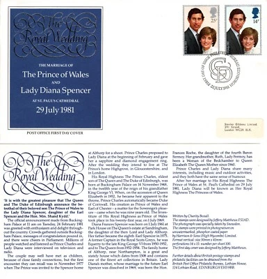 GREAT BRITAIN 1981 FDC ROYAL WEDDING CHARLES & DIANA TWO STAMPS SC 950-951 - Image 1 of 4