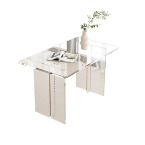  Heller Luxus transparenter Couchtisch, Massivholz schlicht creme Erker  - Bild 1 von 26