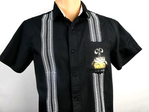 Disney Pixar Men's S Wall-E Shirt Short Sleeve Button Up Black & White Cotton - Picture 1 of 9