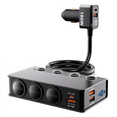 3-fach Zigarettenanzünder 12V 24V Verteiler USB 180W Adapter 12 Volt Steckdose - Bild 1 von 4
