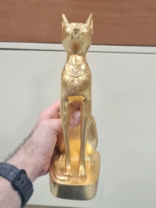 Goddess Bastet Cat Golden Statue - Picture 1 of 5
