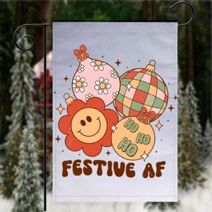 Garden Flag 12x18 Festive AF Christmas Double Sided Indoor Outdoor Yard Flag - Picture 1 of 6