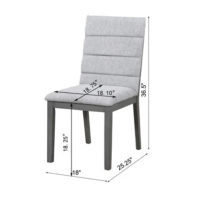 Дубовый серый отделка и стеганый обивка современный обеденные стулья комплект из 2 - гладкий комфорт - Изображение 1 из 4