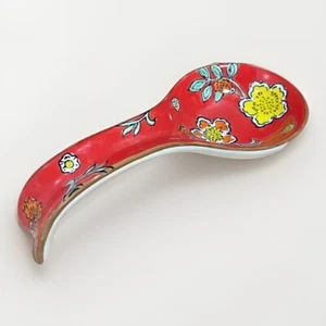 Hand Painted Red Ceramic Mexican Floral Spoon Rest Made In México - Picture 1 of 3