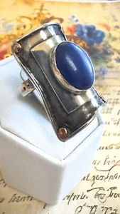 Talla 7 - Impresionante Anillo Vintage Plata 925 - Lapislázuli - Cobre - #1435 - Imagen 1 de 10
