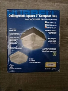 HUBBELL- Ceiling/Wall Square 9" Compact Size S9-42F Outdoor Lighting ~NEW~ - Picture 1 of 3