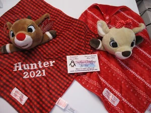 Babys 1. Weihnachten geknotete Sicherheitsdecke personalisiert Rudolph ODER Clarice - Bild 1 von 11