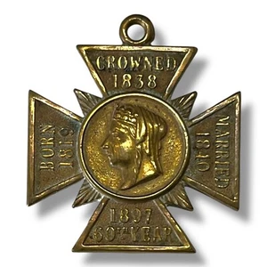 1887 Queen Victoria 60th Year Bronze Cross Medal Born-Crowned-Married - Picture 1 of 7