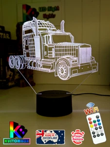 SEMI TRUCK KENWORTH 3D LED BATTERY USB NIGHT LIGHT REMOTE 7 COLOUR ROOM LAMP - Picture 1 of 9