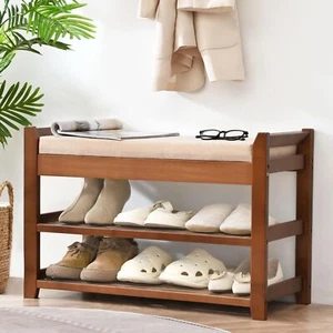 Shoe Rack Bench With Cushion Shoe Rack For Front Door Entrance Shoe Bench With S - Picture 1 of 9