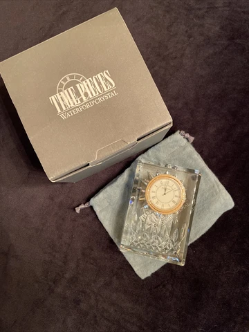 WATERFORD Lismore Crystal Desk or Vanity Clock 4.25” Model 107752 New in Box Cover