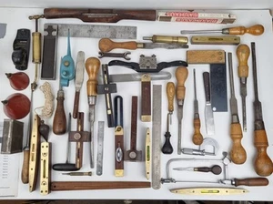 Konvolut Werkzeug, alt, englisch, Zimmermann? Tischler? Altes Werkzeug, Messing, - Bild 1 von 10
