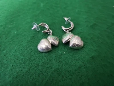 Sterling Silver, Hoop & Heart Locket, Pierced Earrings,  7 & 1/2 in, open &close - Image 1 of 4