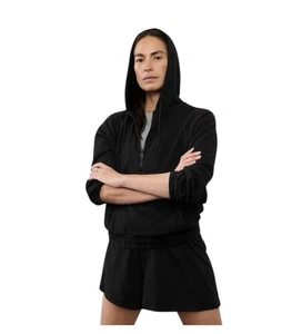 Sudadera con Capucha Athleta Retroterry 1/2 Cremallera Negra Ropa Activa Atletismo Sudadera Grande - Imagen 1 de 7