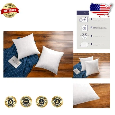 20x20 Throw Pillow Inserts - 2 Count, 95% Feather/5% Down Filling, 250TC Cotton - Image 1 of 4