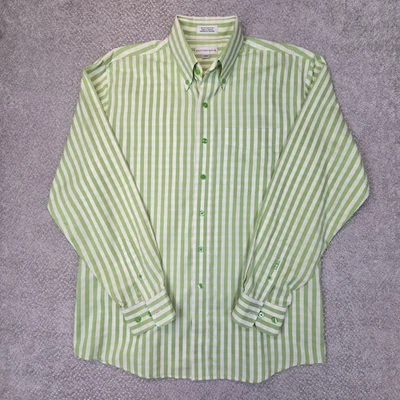 CUTTER & BUCK Green Stripe Button Collar Cotton Dress Shirt Mens Size Medium - Image 1 of 4
