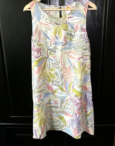 C&C California Linen Dress Size Medium Sleeveless Shift Colorful Floral Print - Picture 1 of 9