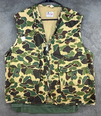 canvasback water repellant woodland camo Duck Hunting vest new old stock sz L - Image 1 of 4