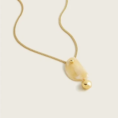 Collar de cadena J Crew Lucite tono dorado colgante largo informal minimalista preppy Foto 1 de 4