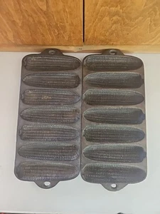 2 Wagner Ware Cast Iron Cornbread Corn Stick Muffin Pan "C" 7 Ear - Picture 1 of 8