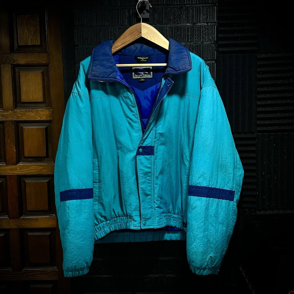 90s Vintage Field & Stream Gordon & Ferguson Men's XL Teal Nylon Puffer Jacket - Image 1 of 3