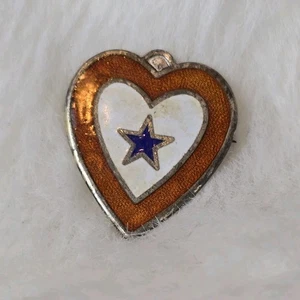 Spilla Cuore Sweetheart Sterling Seconda Guerra Mondiale Vintage, Figlio in Servizio, Smalto Stella Blu - Foto 1 di 8
