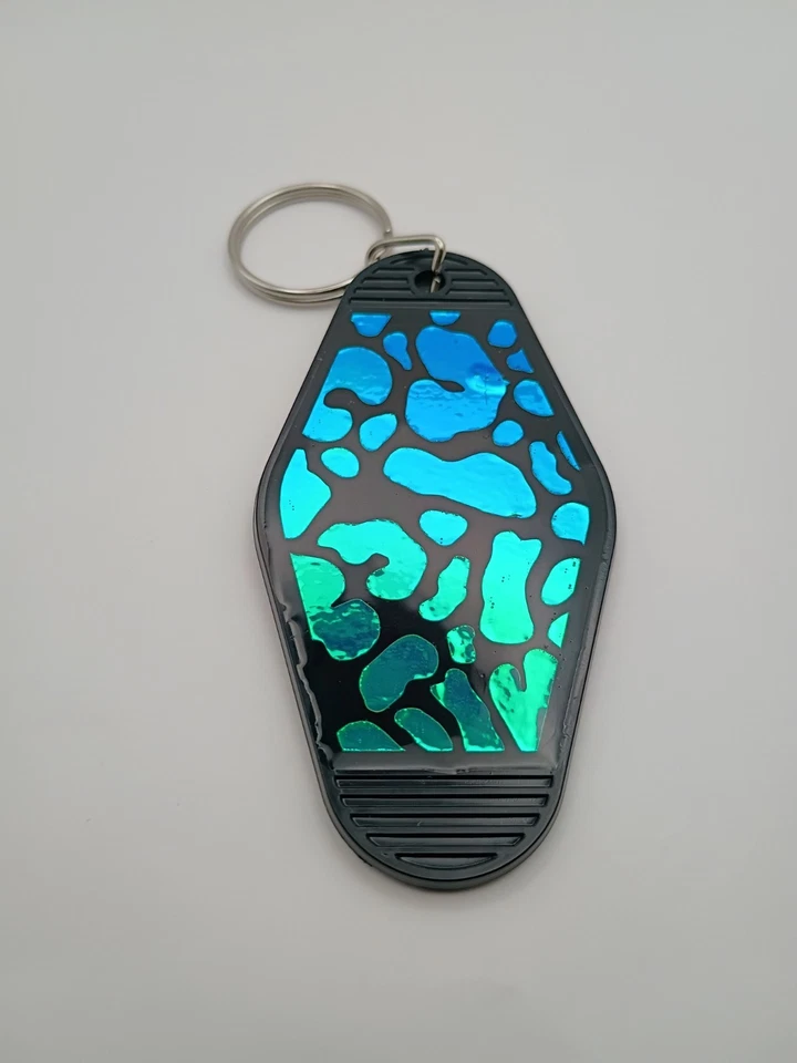 Llavero habitación motel estilo retro doble cara holográfico estampado animal llavero Foto 1 de 1