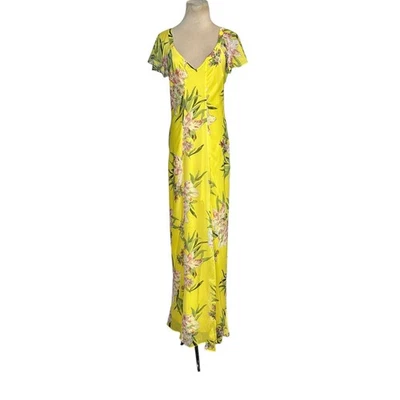 Guess yellow floral maxi party dress size 4 - Image 1 of 4
