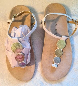 VIONIC Lizbeth Orthaheel White Leather Flat Sandals in EUC SIZE 11 - Picture 1 of 7