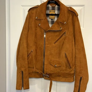 Genuine Lambs Suede LB326 Biker Perfected Jacket Made In USA By Schott NYC - Picture 1 of 14