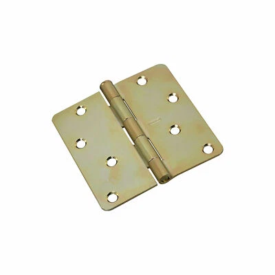 12pc Stanley Hardware 4" Satin Brass Round 1/4" Corners Door Hinges S821-421 - Image 1 of 2