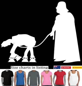 Funny T-shirt Star Wars Darth Vader walking Droid singlets ladies mens t shirts - Picture 1 of 30