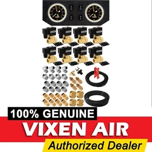 1/2"NPT AIR VALVES SOLENOID W/DUAL GAUGE/FITTINGS/HOSES SUSPENSION/AIR RIDE/SLAM - Picture 1 of 11