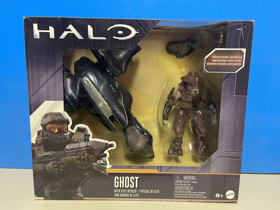 Conjunto de vehículo fantasma HALO y oficial de élite figura totalmente articulada con soporte Mattel Foto 1 de 4