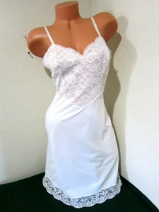 Vintage VANITY FAIR 1950 60s SATIN TRICOT Floral Lace Slip Nighty Gown Dress 34 - Picture 1 of 19