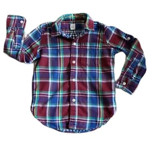 EUC GAP Kids Jewel Tone Plaid Button Down Shirt SIZE XS 4/5 - Picture 1 of 4