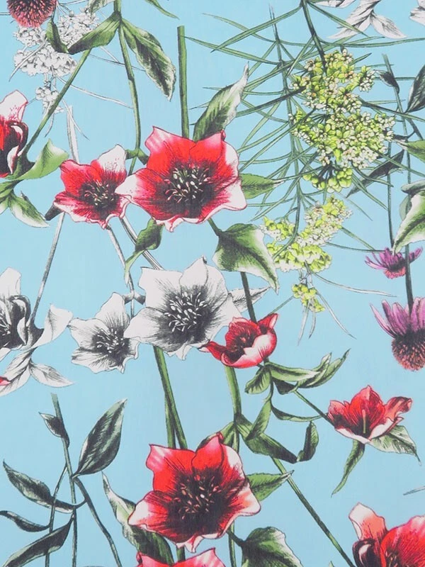 Tela de gasa floral tropical de 2 yardas tela de ropa semi transparente abstracta  Foto 1 de 1