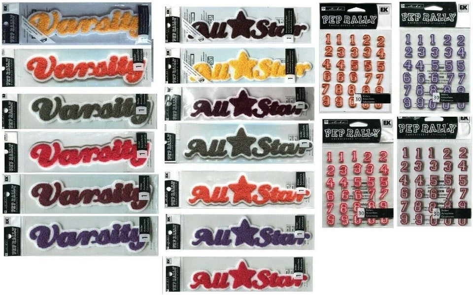 Pegatinas de álbum de recortes bordadas en 3D Pep Rally Jolees U-PICK All-Star Varsity #s Foto 1 de 1