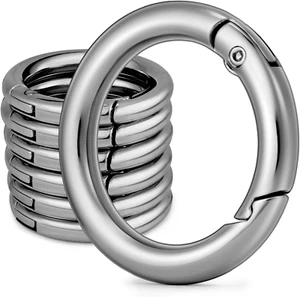 6Pcs Metal Spring O Rings round Carabiner Key Ring Clip for Keychain Buckle, Pur - Picture 1 of 12