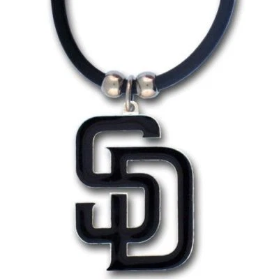 San Diego Padres Rubber Cord Necklace w/ Logo Charm Licensed MLB Jewelry - Image 1 of 3