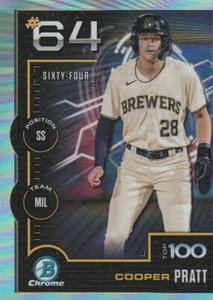 2025 Cooper Pratt Bowman Chrome #BTP-64 Scouts Top 100 - Milwaukee Brewers - Picture 1 of 2
