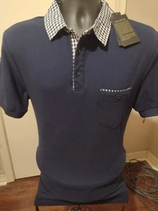 NWT Mens GHYUGR Navy Blue Short Sleeve Polo Shirt Navy size Large L New - Picture 1 of 10