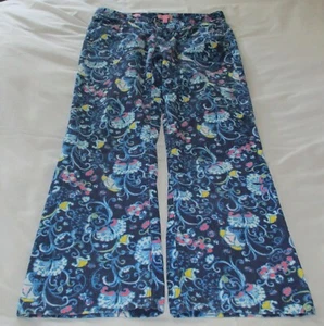 LILLY PULITZER Dark Blue Floral Pattern Corduroy Pants Size 6 - Picture 1 of 5