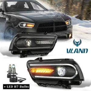 LED Sequential Indicator Headlights with LED H7 Bulbs For 2011-14 Dodge Charger - Picture 1 of 12