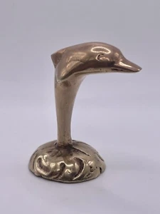 Vintage Leonard Silver Manufacturing Company Solid Brass Dolphin Paperweight - Imagen 1 de 7