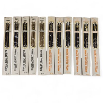 Pantalón Jeans Pesados Cremallera Lote de 11 Latón Metal 7" y 9" Bloqueo Deslizante De Colección Foto 1 de 4